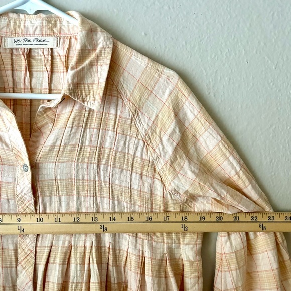 We The Free Peach Plaid Button-Down Shirt - Picture 5 of 6